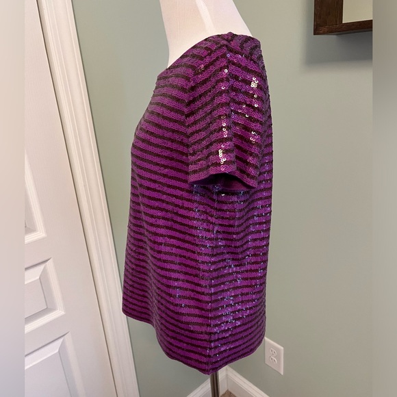 J.Crew Purple Stripe Sequin Top Size Small - Picture 4 of 8